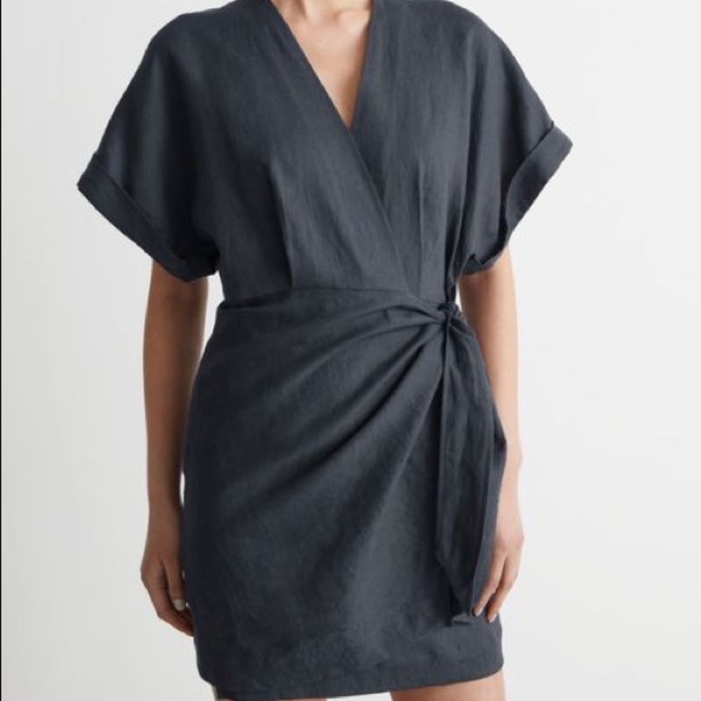 & Other Stories Kimono Wrap Dress NAVY